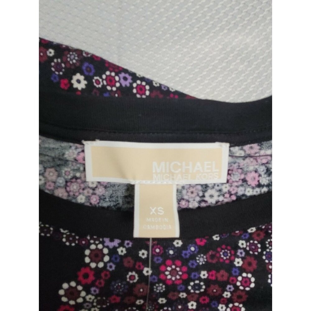 Michael Kors Womens Size XS crew Neck Long Sleeve Floral Peasant Top purple --21 - Picture 12 of 12
